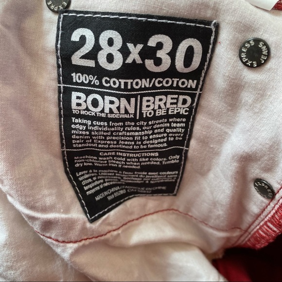 Express Rocco Slim Fit Red Skinny Jeans - Picture 5 of 5